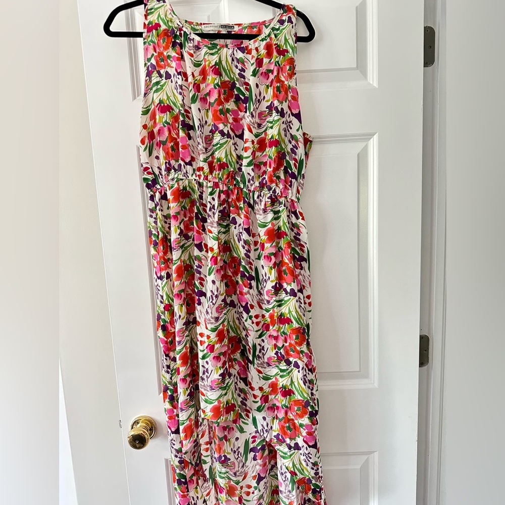 Floral high low sleeveless maxi dress